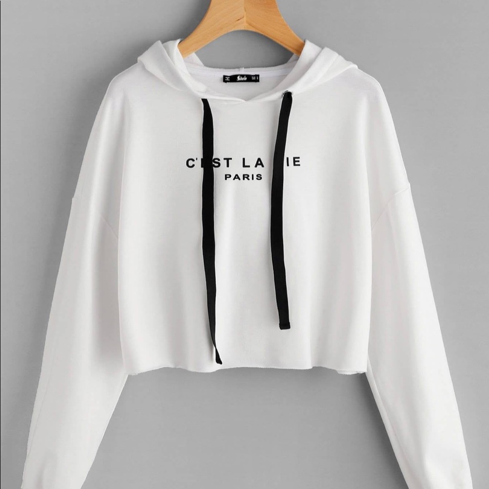 White cropped hoodie